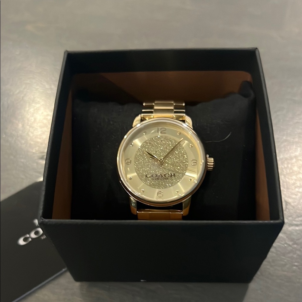 Coach Gold-Tone Watch with Glitter Dial